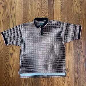 Nike Vintage Golf Polo - Mens - Large - Tiger Woods - Red Black Stripe Pattern